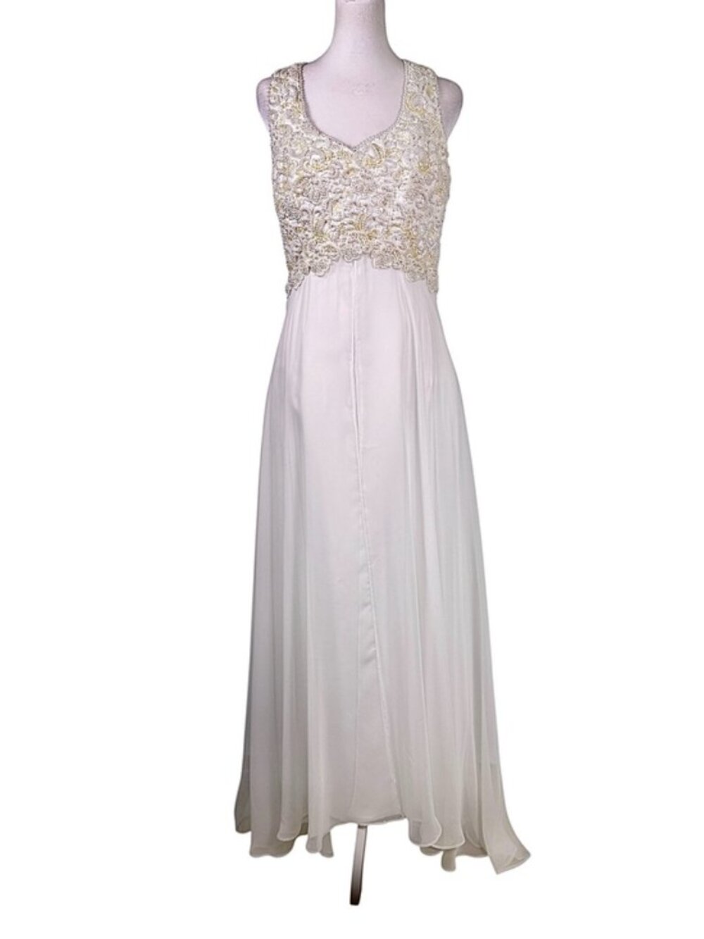 Forever Yours Ivory Beaded Lace Chiffon Wedding Gown Bridal Dress - Picture 2 of 11